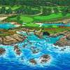 Pebble Beach 15Th Hole-North - Acrylic On Canvas Paintings - By Jane Girardot, Realism Painting Artist