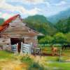 Claras Barn - Oil Paintings - By Laura Bates, Impressionistic Painting Artist